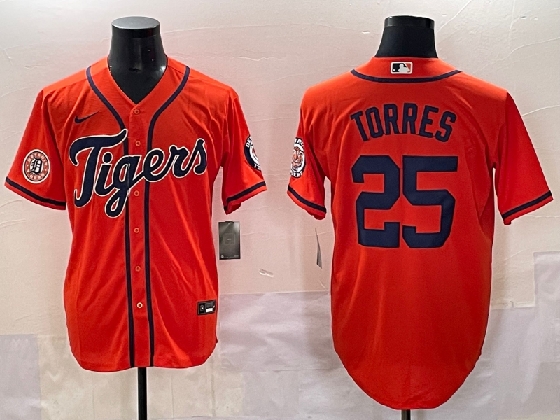 Men 2025 Detroit Tigers #25 Torres orange Nike MLB Jersey style 6